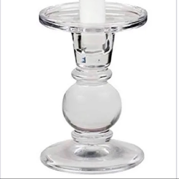 2 Glass Pillar & Taper Candle Holders - Picture 3 of 5